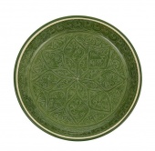 Риштанский Ляган зеленый Плоский (узбекская тарелка)