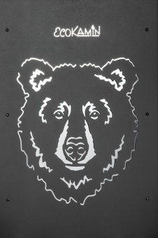 Печь банная чугунная Медведь 30 «Медведь в лесу», дверка стекло Оптима, открытая каменка