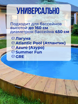 Чаша круглая для бассейна 450 х 165 см 0.6/0.6 мм Голубая фото
